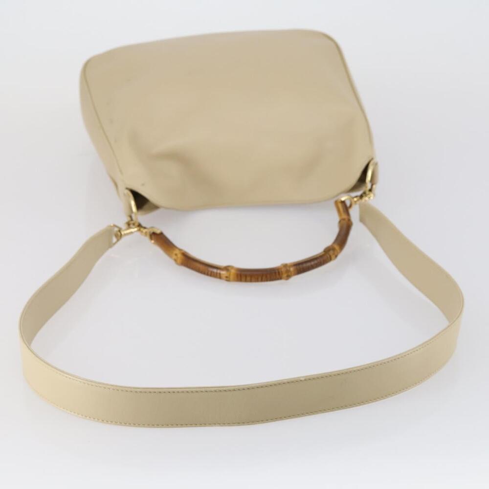 GUCCI Bamboo Hand Bag Leather 2way Beige Gold 001 1638 Auth ep11454 - Picture 7 of 16